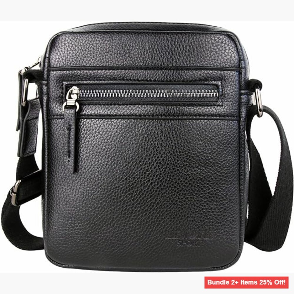 Small/Medium Crossbody Bag Adjustable Strap PU Leather Satchel for Men